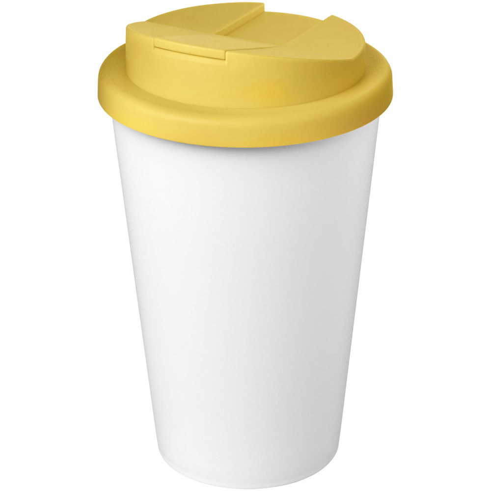 Americano® Eco 350 ml gerecyclede beker met spill-proof deksel - Geel, Wit