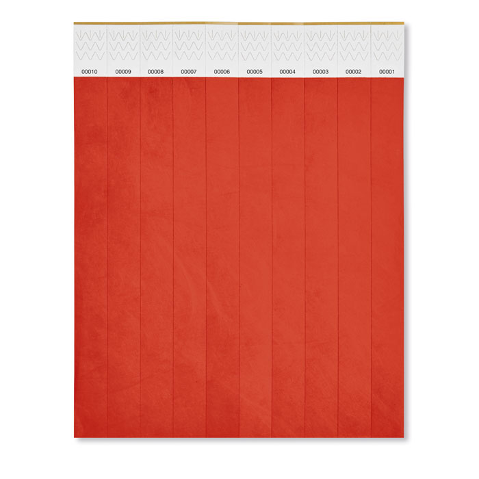 TYVEK - Èèn vel met 10 event armbandjes - rood