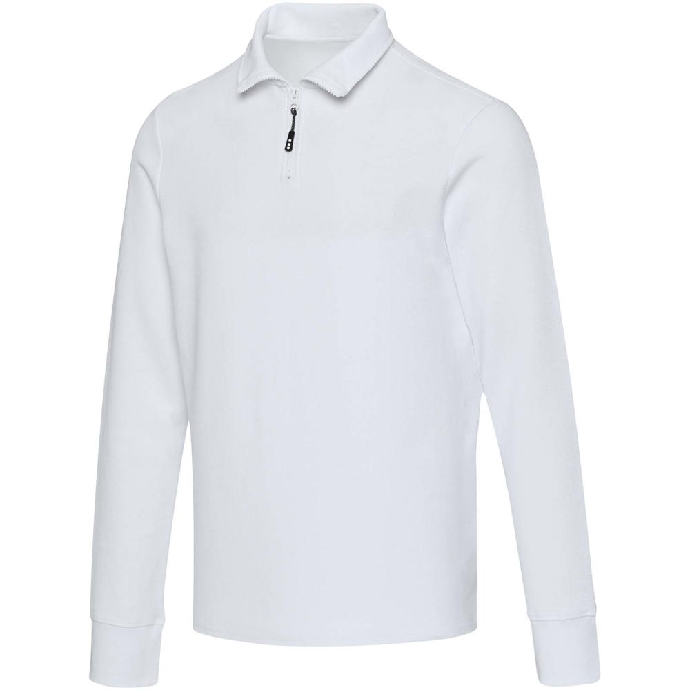 Apollo 245 g/m² uniseks half-zip poloshirt met lange mouwen - wit