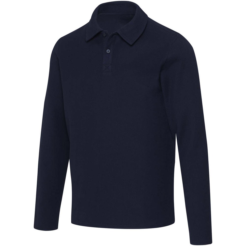 Apollo 245 g/m² uniseks poloshirt met lange mouwen - Marineblauw