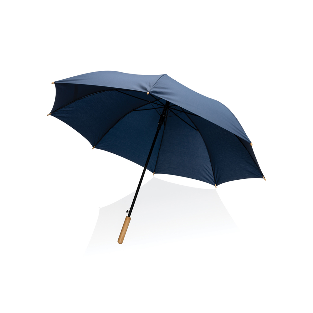 27" Impact AWARE™ RPET 190T auto open bamboe paraplu - donkerblauw (± PMS 539)
