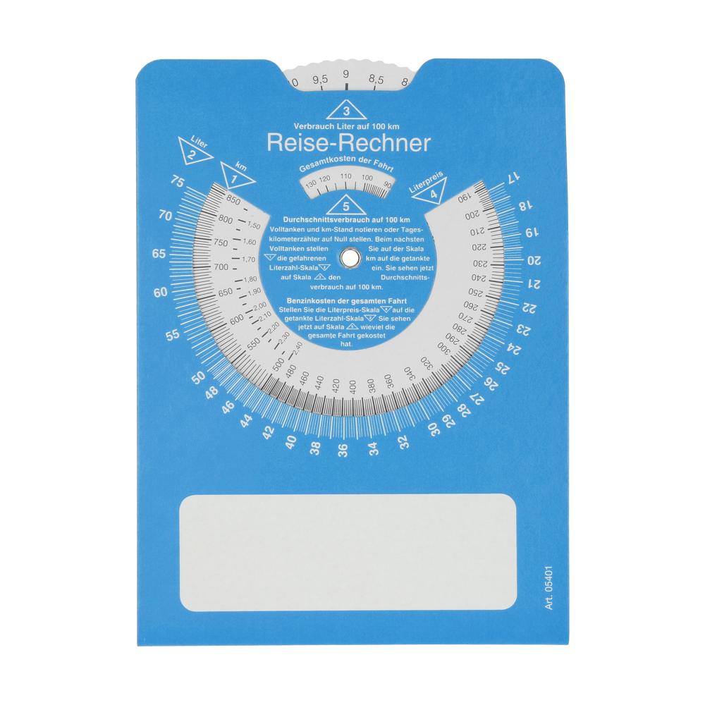 Papieren parkeerschijf "Reisrekenmachine"