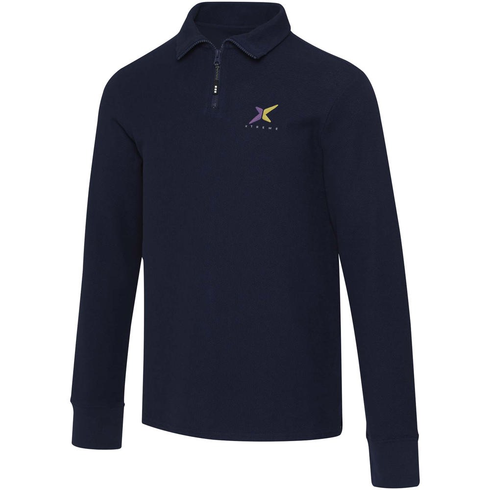 Apollo 245 g/m² uniseks half-zip poloshirt met lange mouwen