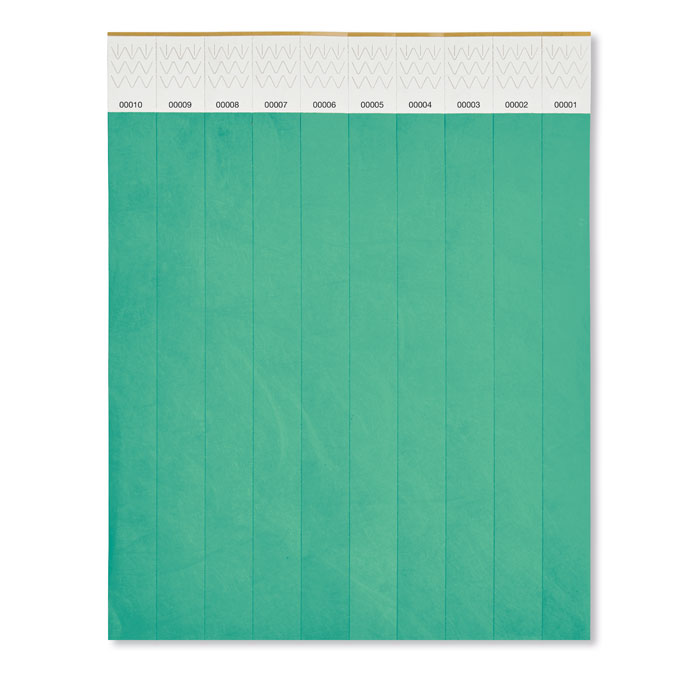 TYVEK - Èèn vel met 10 event armbandjes - Turquoise