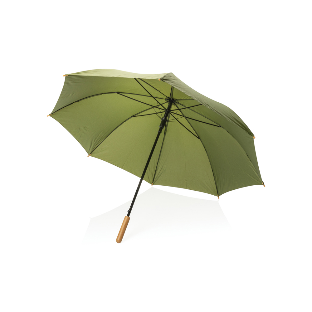 27" Impact AWARE™ RPET 190T auto open bamboe paraplu - groen (± PMS 5753)